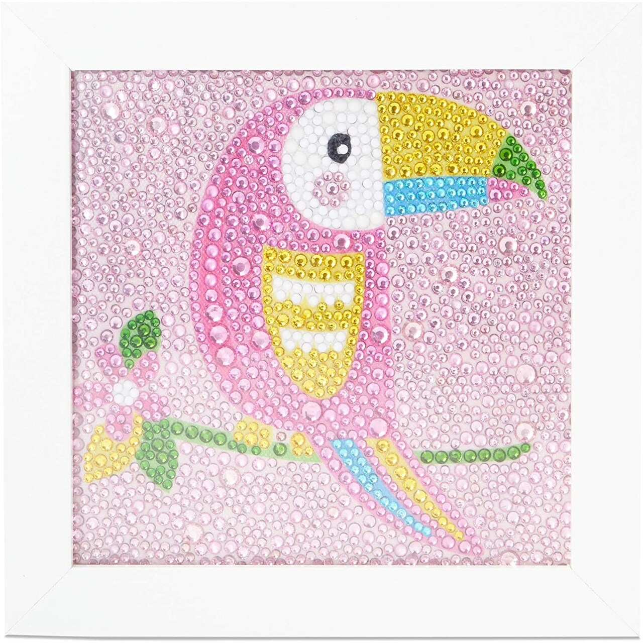 5D Diamond Painting Kit Cross Stitch Tool with Frame, Wall Decor Art, Toucan 5.9" x 5.9"